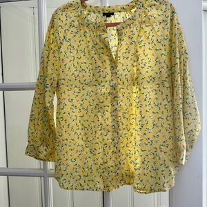 Ann Taylor Yellow Floral Blouse